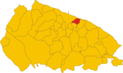 Map of comune of Triggiano (metropolitan city of Bari, region Apulia, Italy)